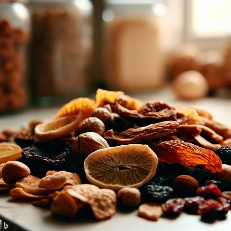 suszone owoce na blacie kuchennym