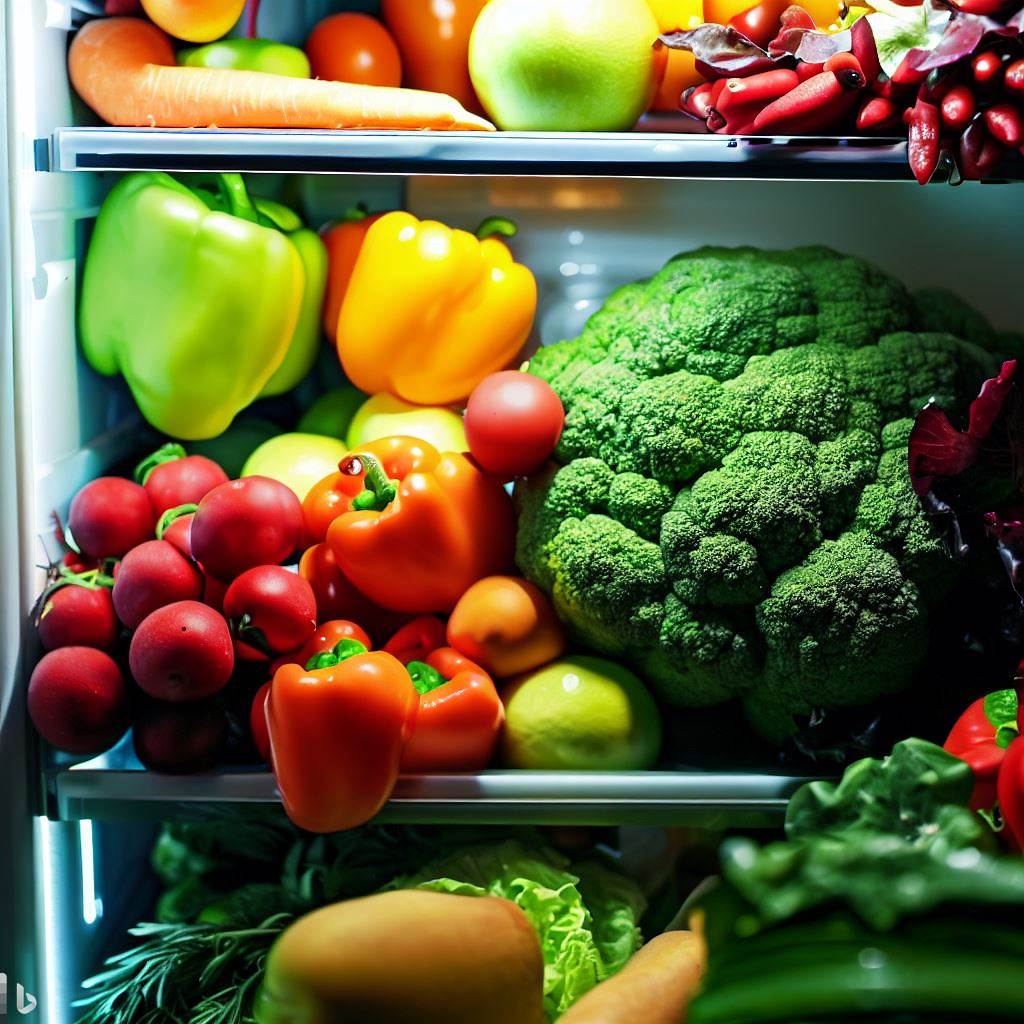 warzywa i owoce w lodówce