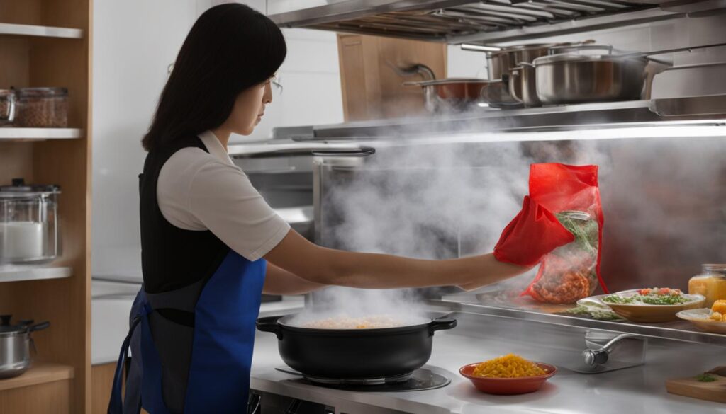 pakowanie gorących potraw w workach próżniowych