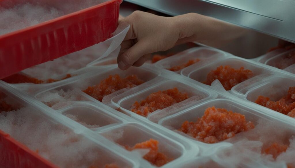 przechowywanie zamrożonego kimchi